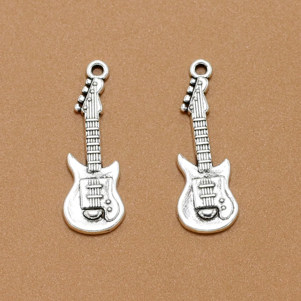 

20PCS Vintage Alloy Guitar Pendants Charms DIY Jewelry Making Accessory for Necklace Bracelet ( Silver)