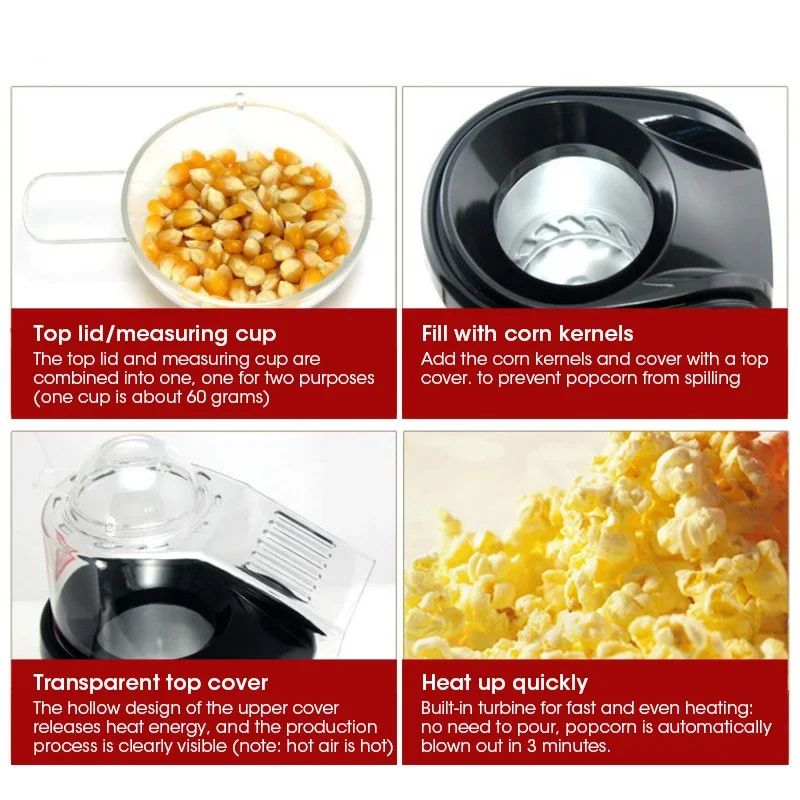 Home Popcorn Machine 220V Automatic Popcorn Machine Small Oil-free Corn Kitchen