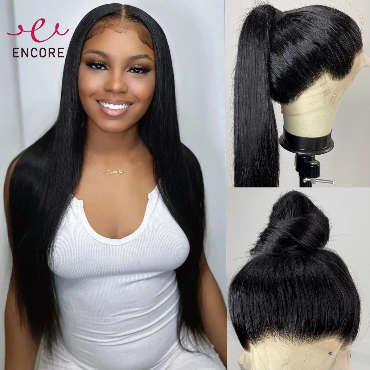 32 34 Inch Transparent Swiss Full Lace Wigs Long Straight Natural Hair Wigs Brazilian Remy Human Hair for Black Women