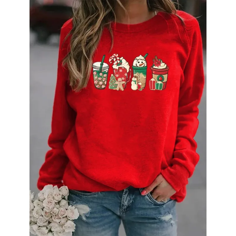 

2023 Christmas Retro Round Neck Blank Pullover Christmas Party Pullover Christmas Women's Sweatshirt Anime Hoodie