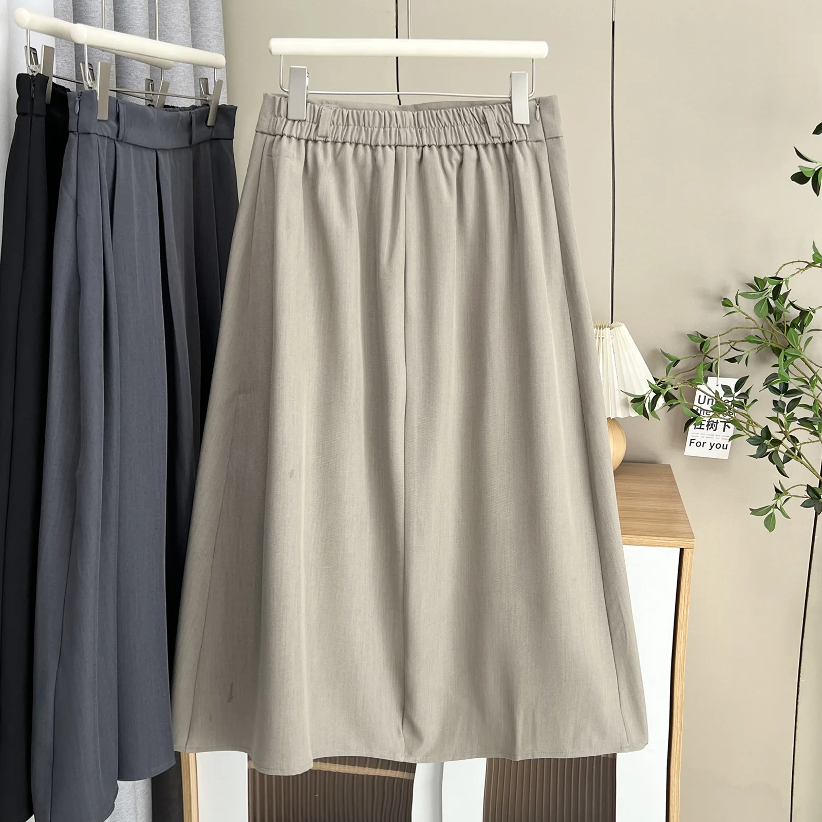 XXXXL Fashion Plus Size Women's Skirts Autumn New Preppy Style high-waisted Pleated Elegant A-line Skirt