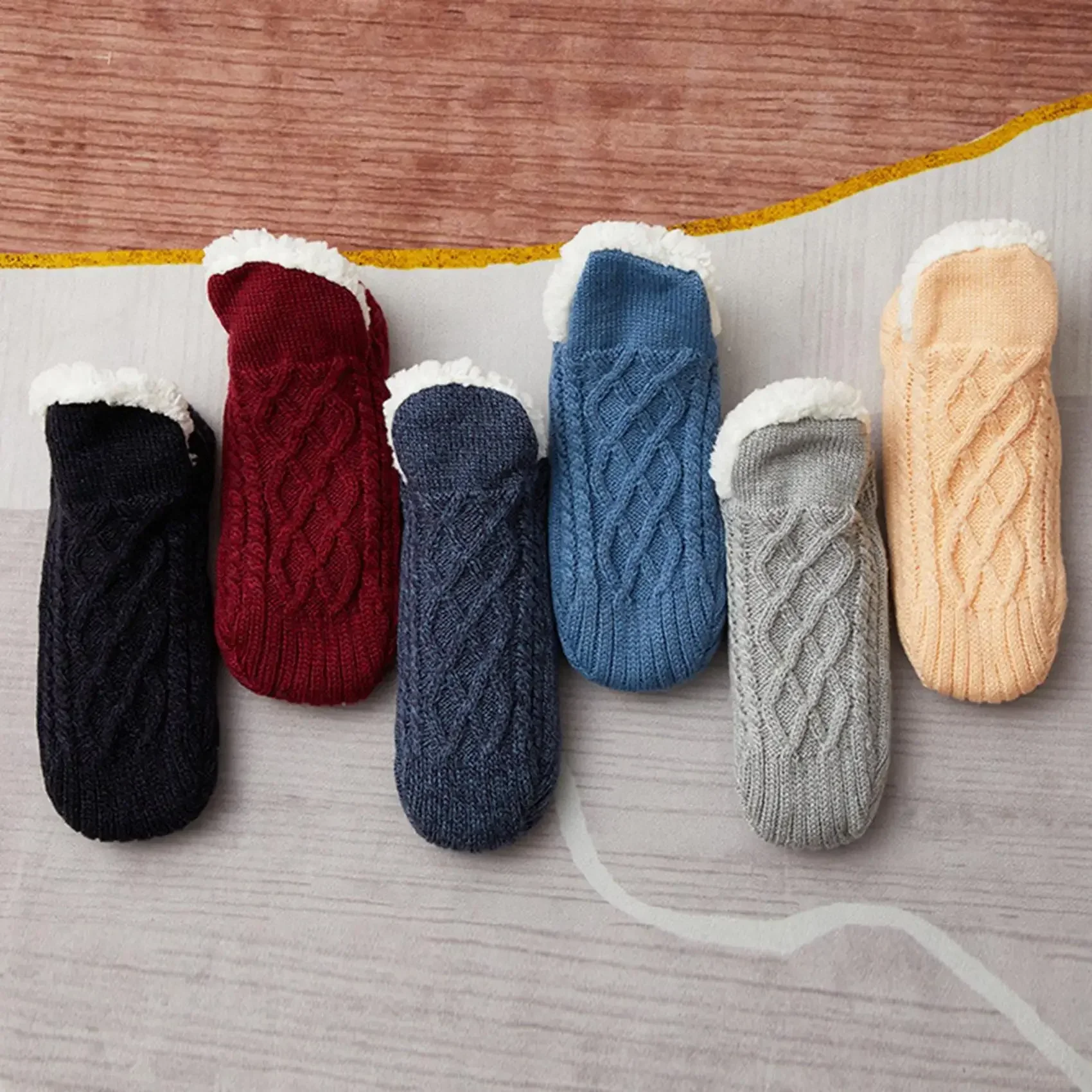 Description Picture 4 of itemWinter Indoor Home Socks for Women and Men Warm Velvet Thick Floor Socks Plush Soft Slippers Adults Bottom Glue Sock
