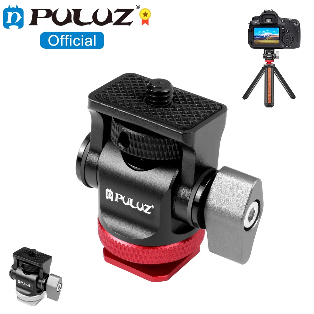 PULUZ Mini 180 Degree Swing Tripod Ball Head Cold Shoe Mount Adapter with 1/4 Screw for Monitor/ Video Recorder/ Camera/ Phone