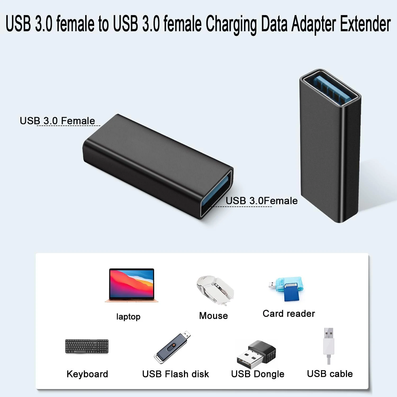 1/2/3pcs USB 3.0 암-USB3.0 암 어댑터, USB3.0 잭-잭 충전 데이터 커넥터 노트북 태블릿용 확장 소켓