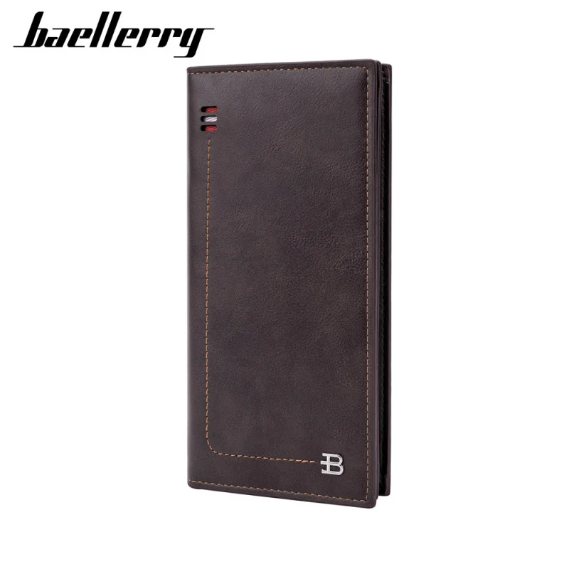 Men's Business Long Wallet with Multiple Card Slots Zip Handbag Thin Portable