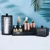 3 Kinds Optional Makeup Cotton Pads Organizer with Lid Translucent Black Plastic Makeup Swab Storage Box Lipstick Case 1