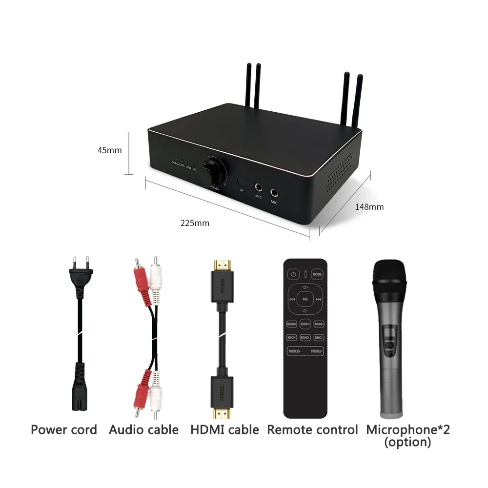 Ihome Karaoke Box Multifunctional Voice Remote Control Dual Track 600W Professional Power Amplifier with 2 Wireless Microphone