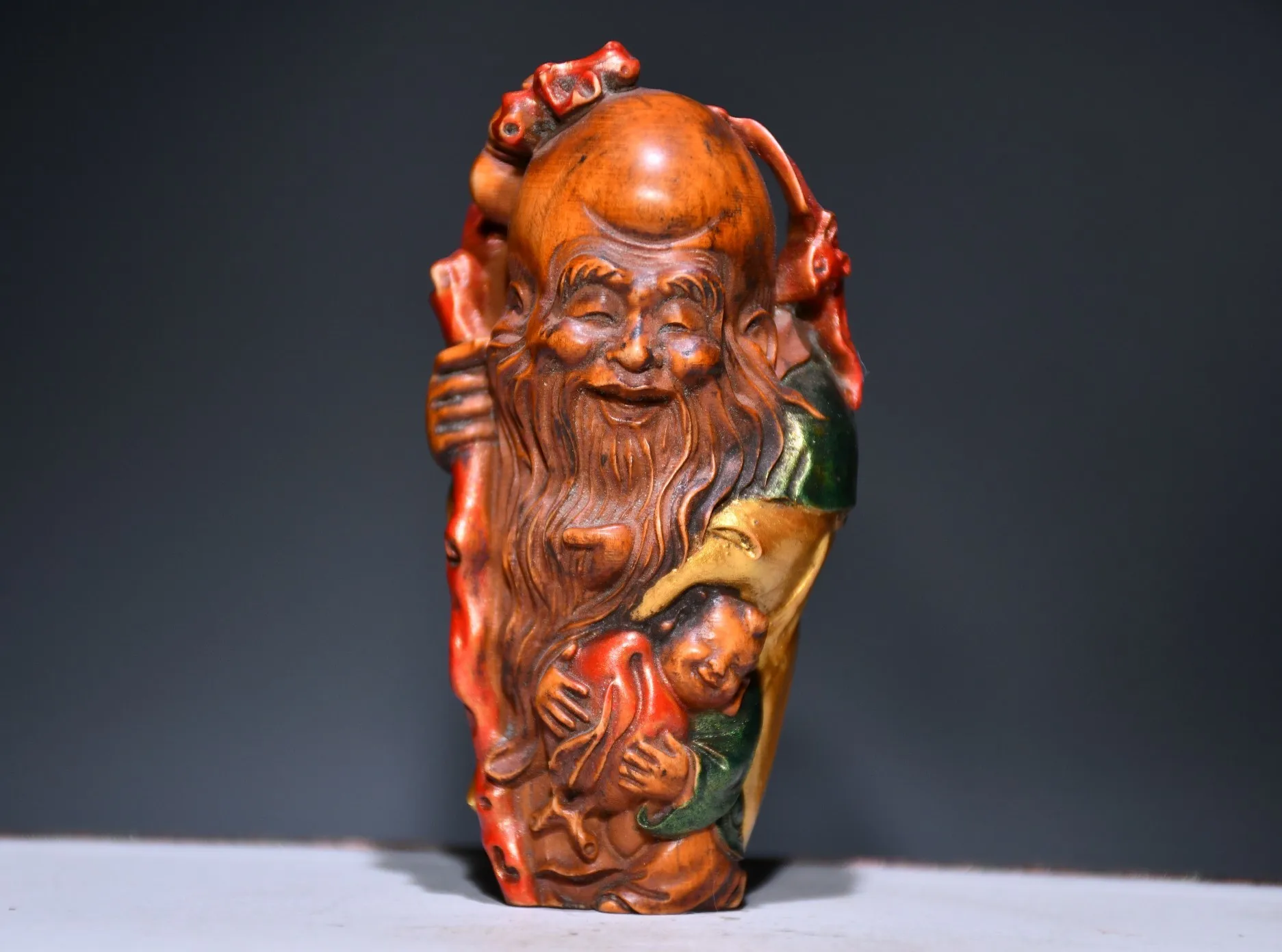 

Wood carving old man statue ornaments Painted character birthday sculpture Antique wooden ornaments Crafts