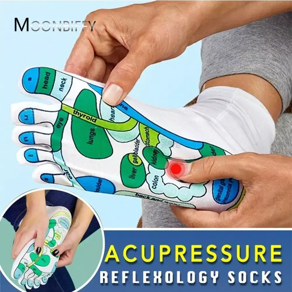 1 Pair Acupressure Socks Physiotherapy Massage Relieve Tired Feet Reflexology Socks Foot Point Full English Illustration