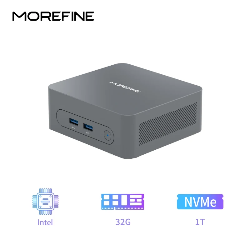 thumbnail image 1 of MOREFINE M8 N150 MINI PC WiFi 5 BT5.0 DDR4 32G 1TB NVME Windows11 Pro Mini computadora SSD de doble canal PC portátil para juegos, 1 of 5