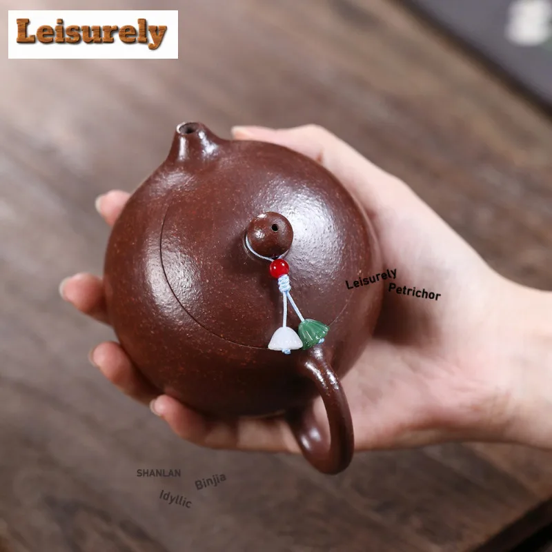 230ml Yixing Purple Clay Teapots Handmade Xishi Pot Raw Ore Purple Jade Gold Sand Tea Brewing Kettle With Filter Zisha Tea Set