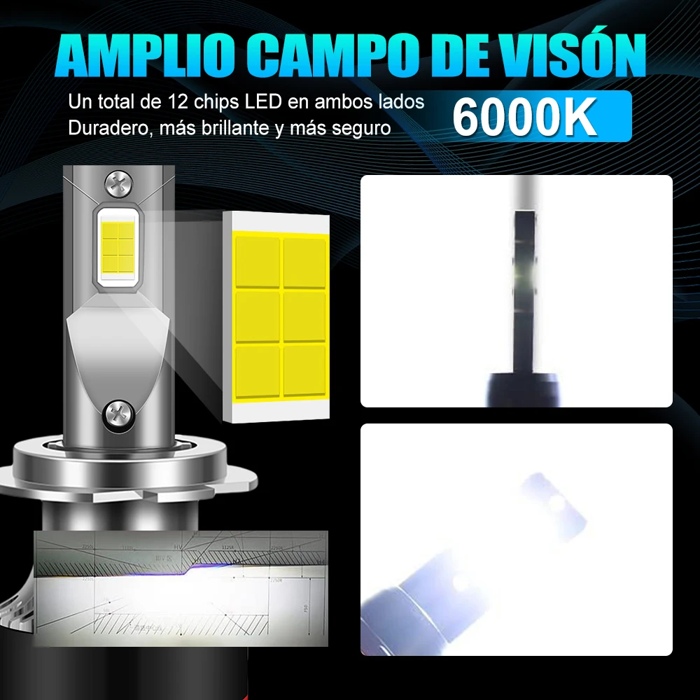 ASLENT 자동차 헤드라이트 전구 CANbus 매우 밝은 고품질 고출력 램프, H11 H7 Led H1 HB4 HB3 9005 9006 H4 H9 H8 램프, 6000K 화이트
