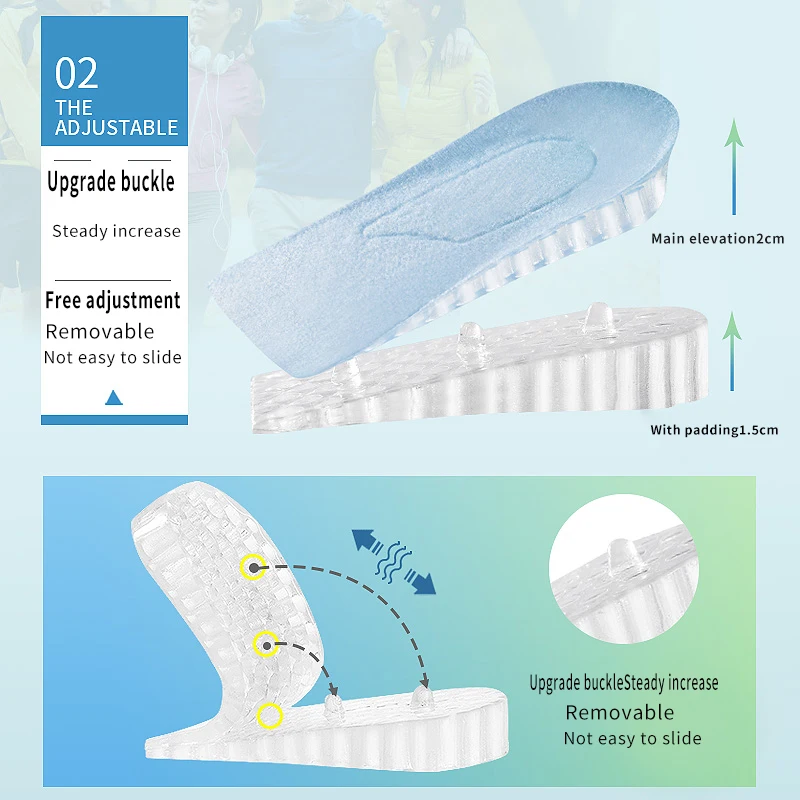 1 Pair Invisible Height Increase Insoles Women Men Half Insole 3-4-Layer Air Up Lifts Elevator Shoes Pad Heel Lifting Insert