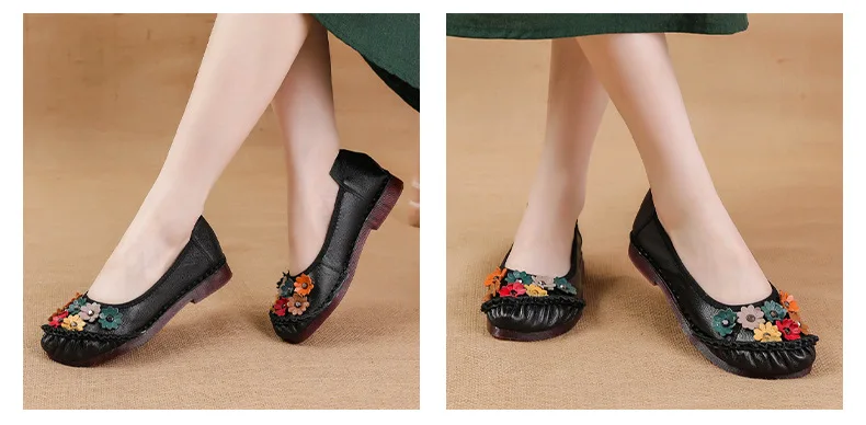 Neue Sommer Echtes Leder Ballerinas frauen Blume Faulenzer Damen Mokassins Flach Täglichen Schuhe Frau Flattie Slip Auf Schuhe – Detail 16
