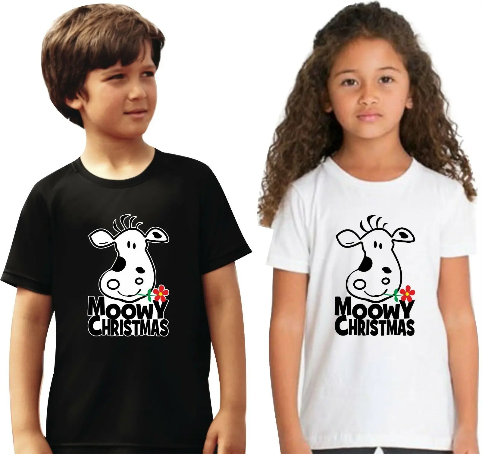 thumbnail image 4 of NAVIDAD MOOWY NAVIDAD LINDO ANIMAL MOO VACA BLANCA Y NEGRA MOOWEY NAVIDAD Conjuntos familiares a juego Camisetas, 4 of 5