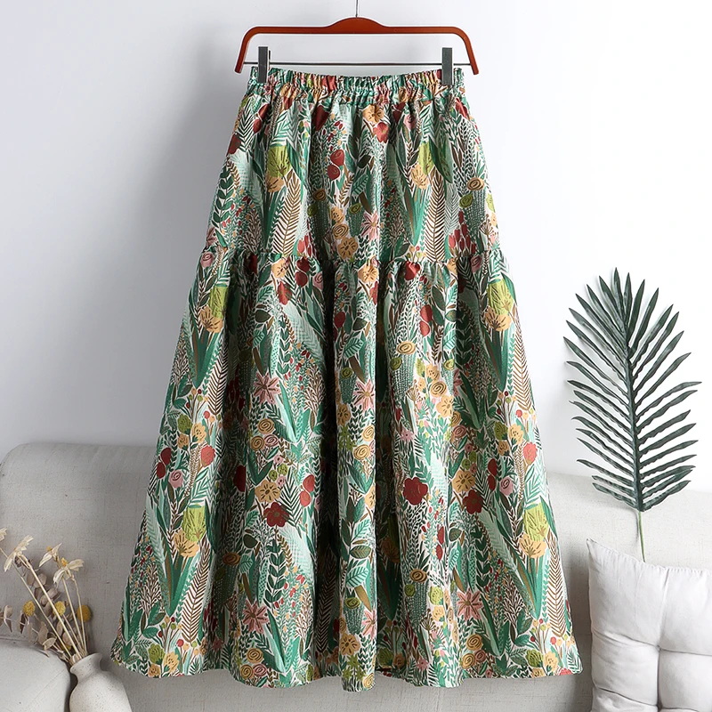 

Gorgeous Jacquard Embroidery skirts women Large Swing A-line Skirt