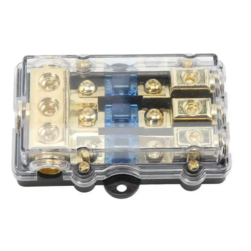 Universal 3 Way Car Audio Fuse Block Box Safe 60A Stereo Fuse Holder