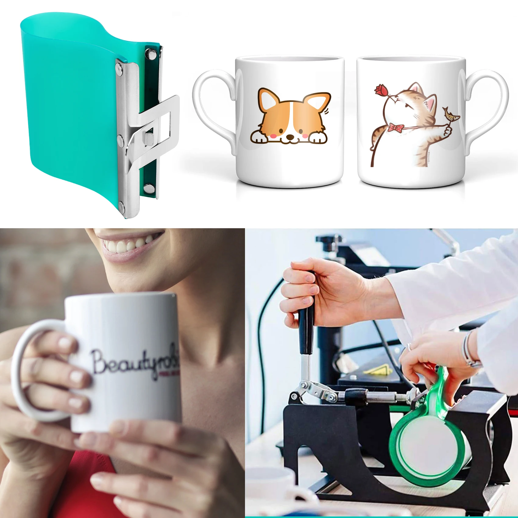 3Pcs 3D Sublimation Printer Silicon Mug Wraps Clamps 11OZ Mug Silicone Mould Fixture for 3D Sublimation Printing