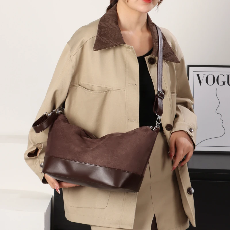 Borsa a tracolla a spalla patchwork retrò da donna, borsa tote versatile di grande capacità per i pendolari - immagine 5