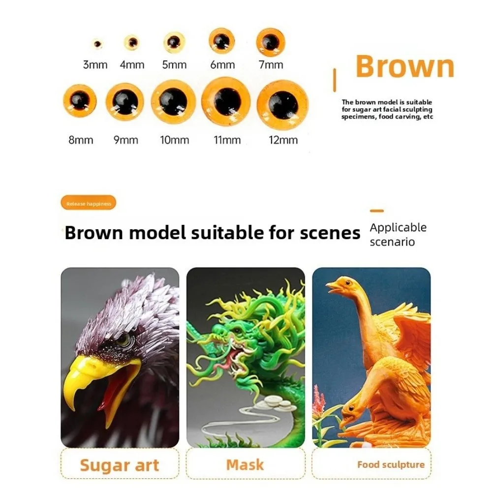 100PCS Creative 3-12mm Dolls Glass Eyes Glass Needle Felting Eyes Accessories DIY Safety Eye Cartoon Dolls