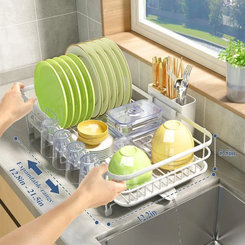 Dish Drying Rack,Compact Dish Rack for Kitchen Counter,Extensible