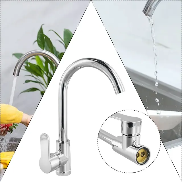 Bathroom Faucet Polished Chrome Plated Swivel Basin Sink Cold Hot Mixer Tap Kitchen Faucet, Sink Vertical Faucet New 2