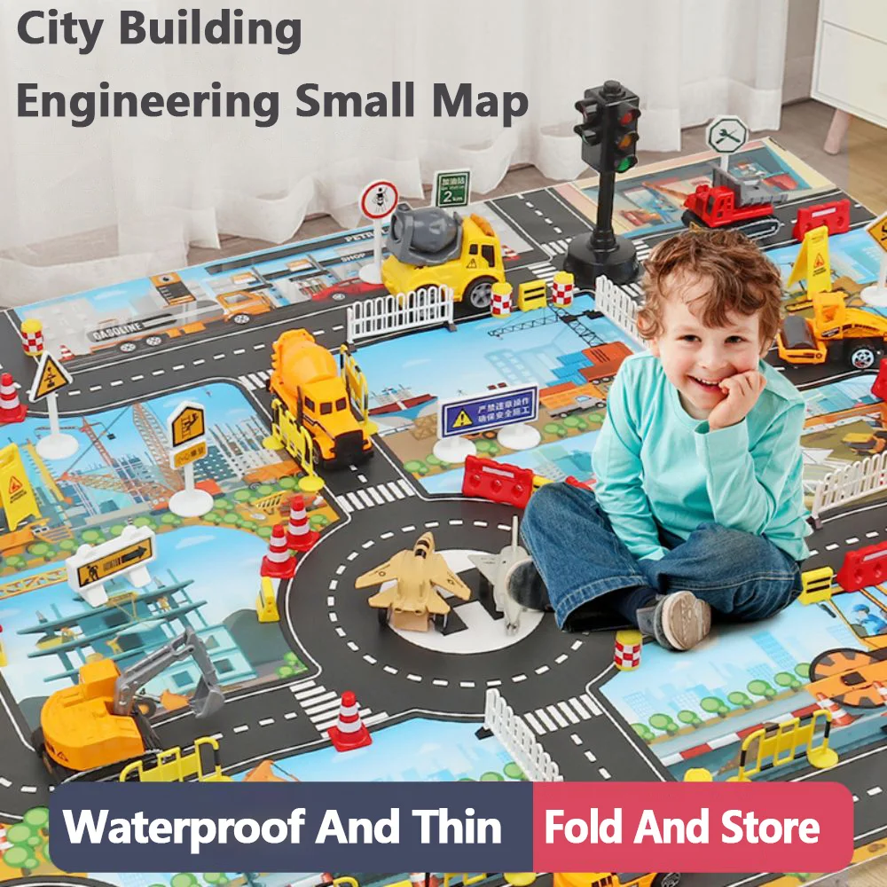 Baby City Traffic Road Map Kids Toy Parking Lot Roadmap Traffic Signs 83*58cm Climbing Playing Mat Play 9Style Game Mat Carpet 3