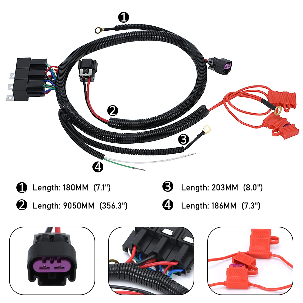 Electric Fan ECU Control Dual Fan Upgrade Wiring Connector Harness for 99-07 GM Silverado Sierra Suburban Avalanche 7L5533A226T