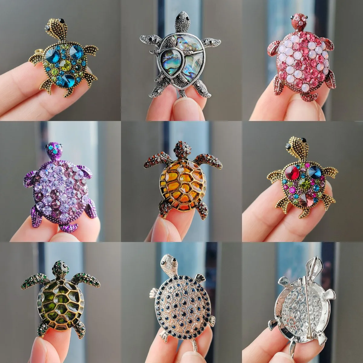 

Vintage Rhinestone Cute Cartoon Turtle Animal Brooches For Women Men Coat Clothing Accessories Brooch Pins Party Jewelry Gifts
