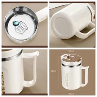 Coffee Cup Grey Creative Drinking Cup Portable Office Large Capacity Covered Milk Mug for Kitchen Travel Water Bottle Thermoses 6