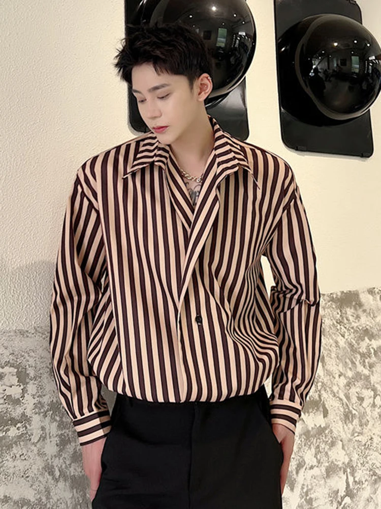 Draped Striped Long-Sleeve Shirt