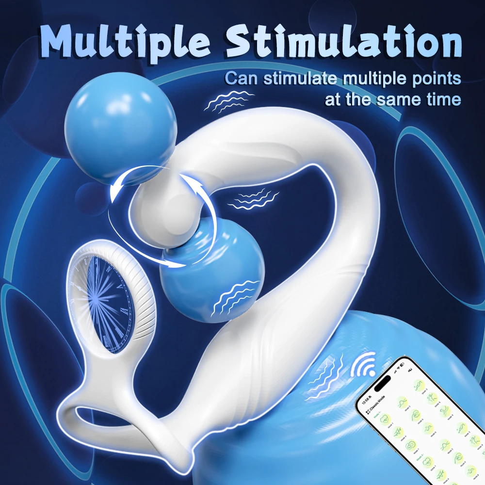 App-Steuerung, Vibrator für Männer, Prostata-Massagegerät, Dual-Penisring, Penisringe, Anal, vibrierender Buttplug, Analsexspielzeug für Männer