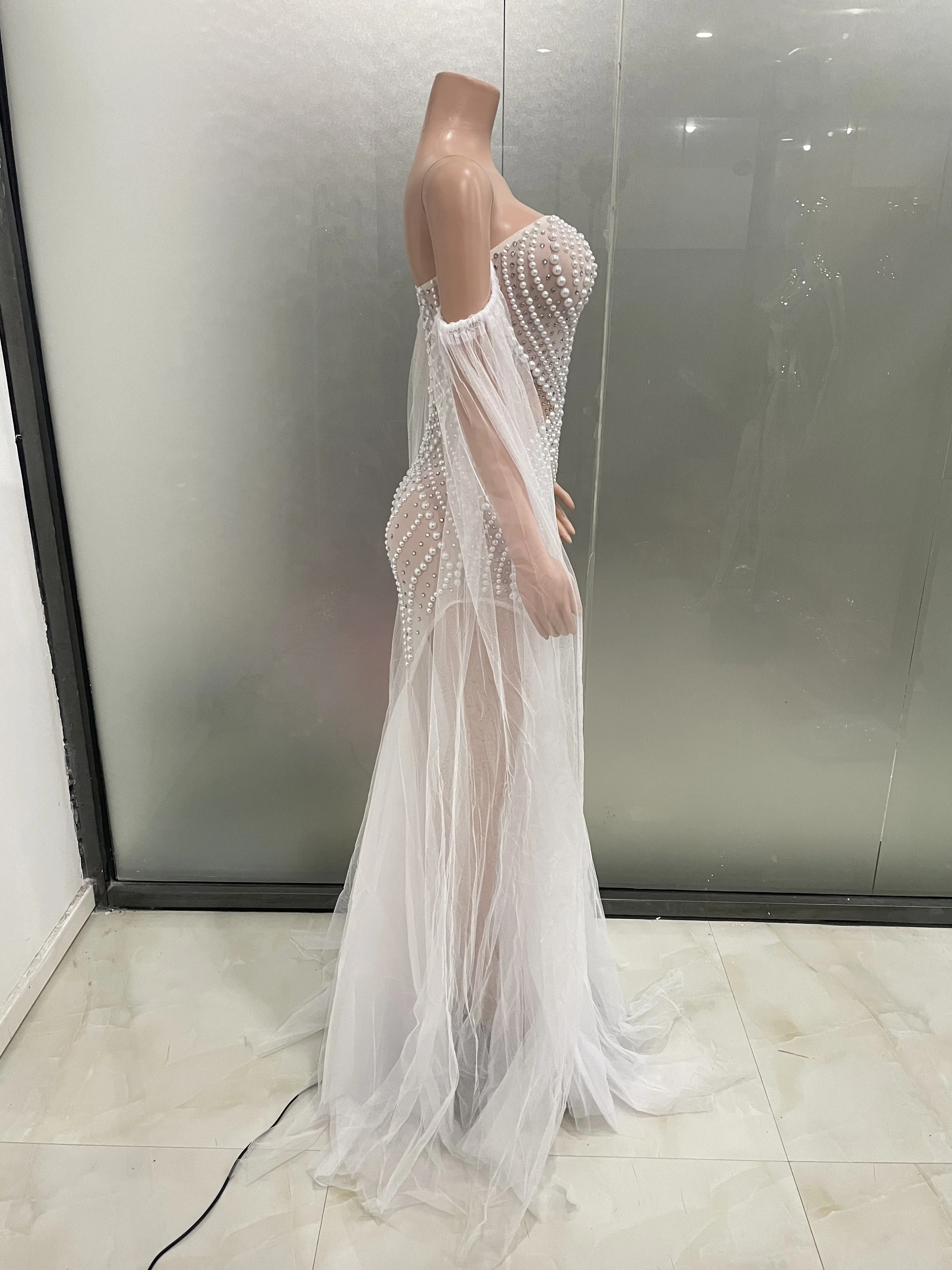 STOCK White Women Pearls Strapless Sexy See-Through Luxury Floor-Length  Dress Celebrate Birthday Party Mermaid Photo Shoot Dress - AliExpress  200000345