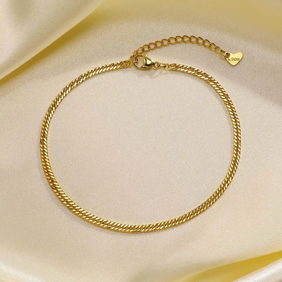 Gold Color Stainless Steel Dainty Chain Anklets Jewelry Gift