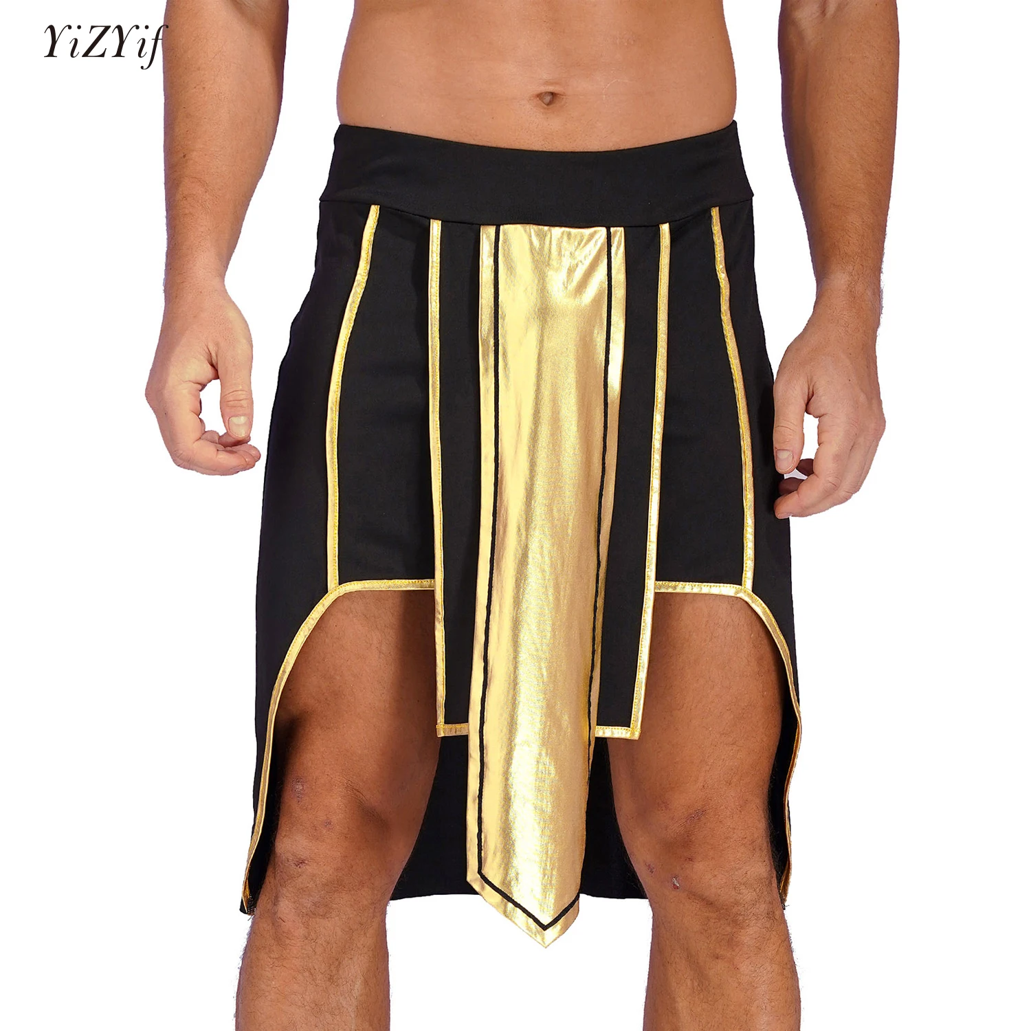 

Mens Ancient Egypt Pharaoh King Cosplay Costume Asymmetrical Hem Skirt Halloween Theme Party Role Play Stage Performance Clothes