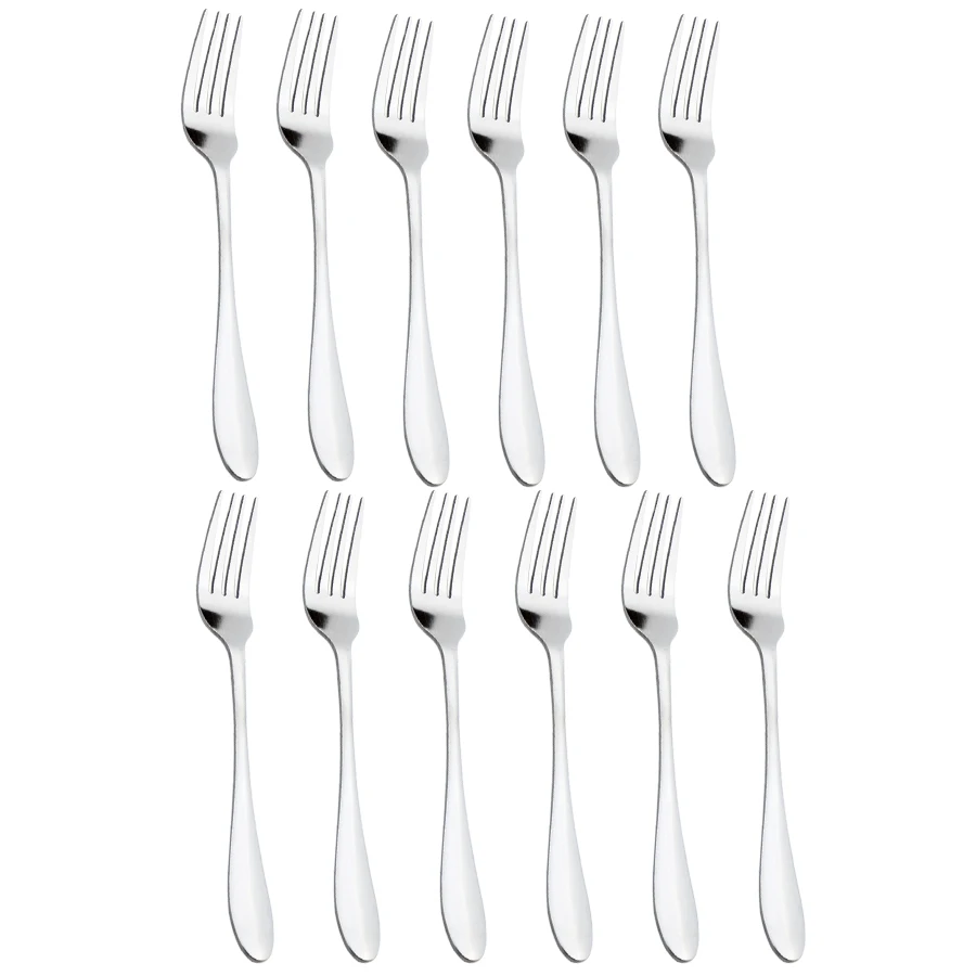 Silverware set 12 pieces food grade silverware cutlery set metal fork portable dessert salad fruit pasta fork