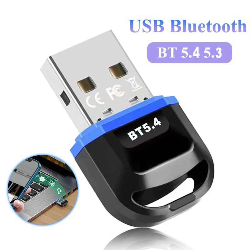 

USB Bluetooth 5.4 Dongle Adapter for PC Mouse Keyboard Wireless Audio Bluetooth Music Receiver Transmitter for Speaker Phone Car