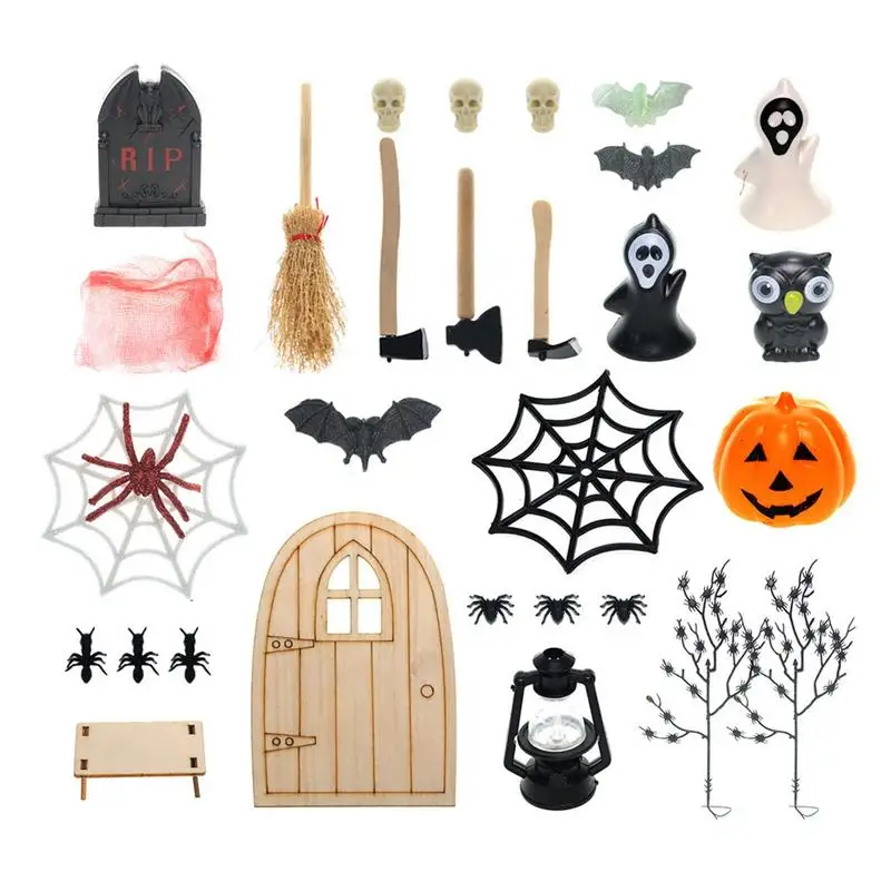 

Halloween Toy Set 29PCS Mini Kids Dollhouse Decorations DIY Craft Accessories For Boys & Girls Portable Cute Playset For Home