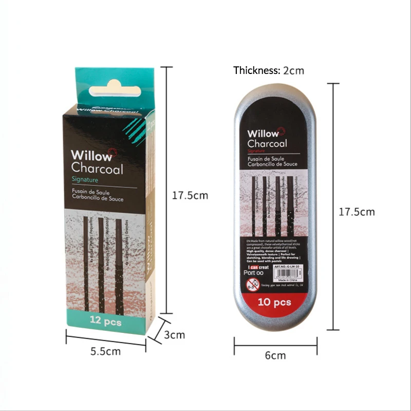 10 pcs sketch carbon sticks charcoal drawing tools easy to color not easy break art painting Wood willow cotton carbon strip