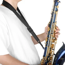 Adjustable Saxophone Shoulder Strap with Soft, Breathable Padding (Black)