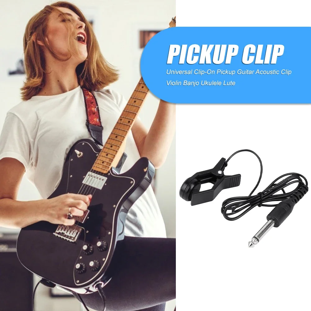 Acoustic Guitar Pickup 6.35mm Universal Clip On Tuner Amplifier