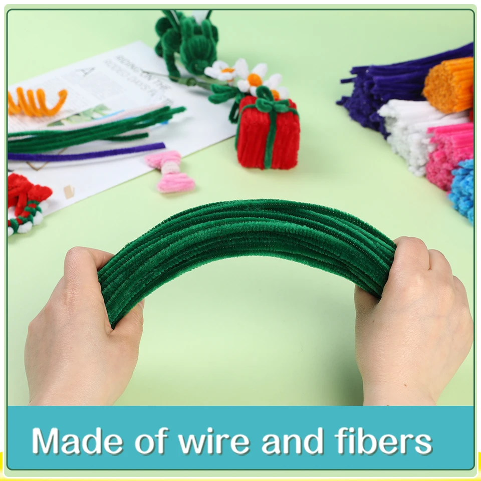 Chenille stem 100Pcs 30cm colors for DIY handcraft wool root fluffy bar twisting decor pipe cleaner plush