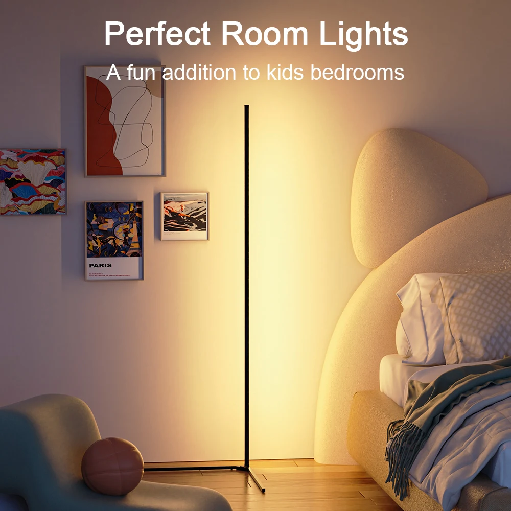 거실 코너 플로어 램프 140cm 블루투스 스마트 RGB 무드 라이트 침실 북유럽 홈 장식 테이블 램프 스탠드 조명