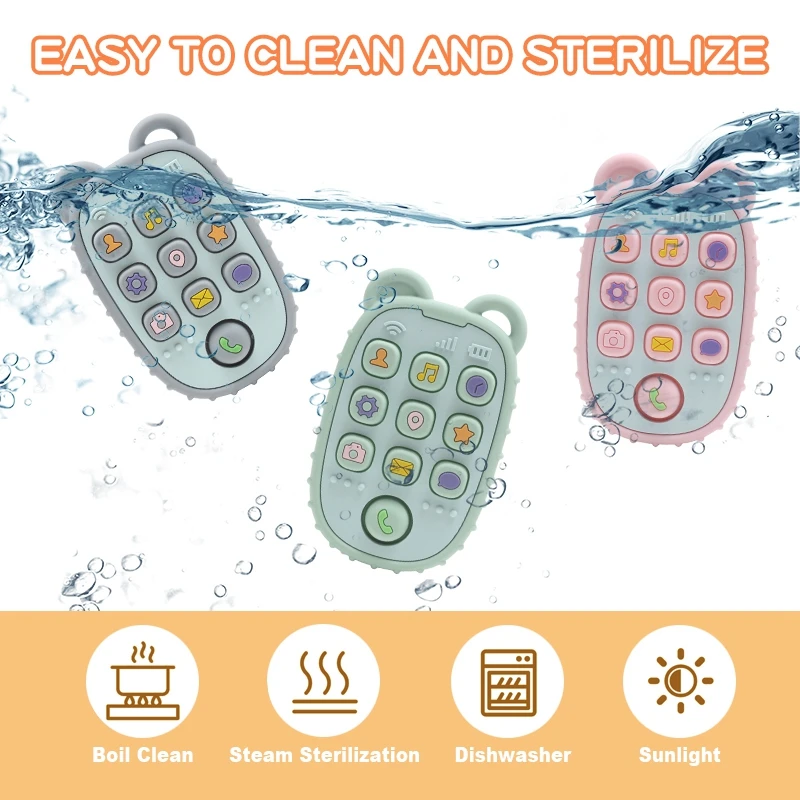 Baby BPA Free Silicone Teether Toys Bear Mobile Phone Remote Control Shape Teether Kids Sensory Soothing Toys for Babies Gifts 5
