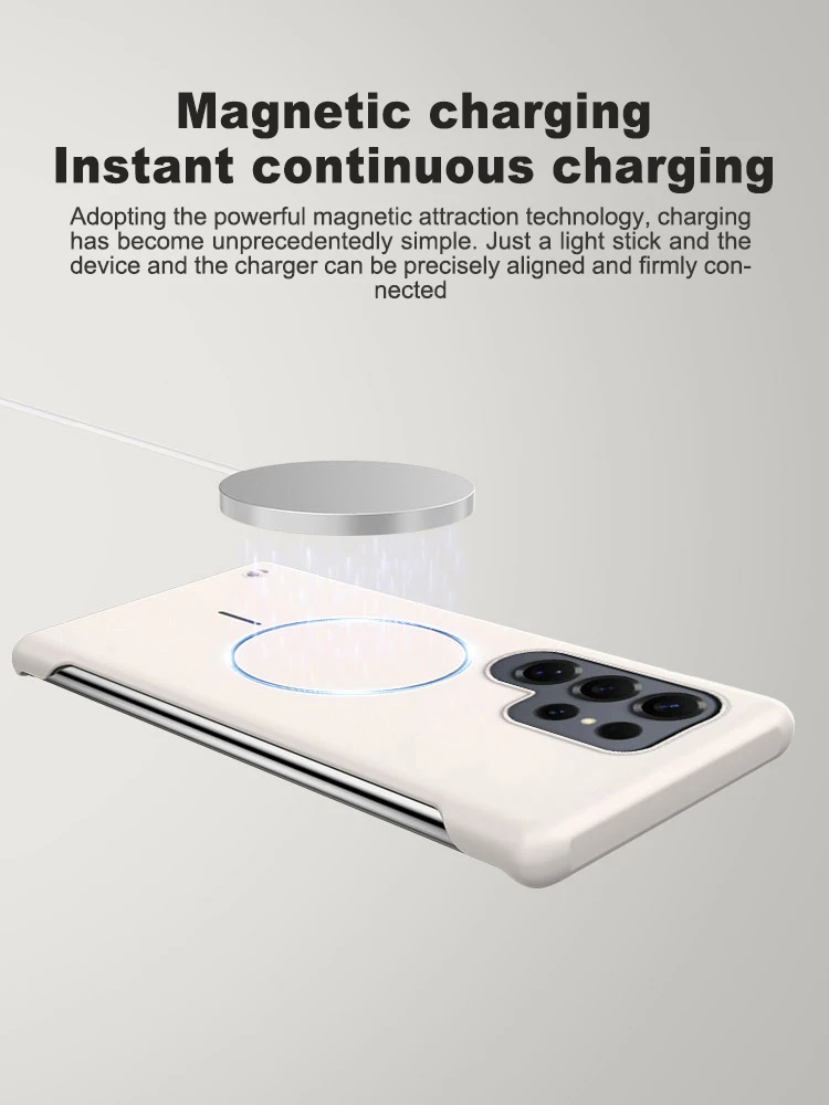 Dünne rahmenlose magnetische Hülle für Samsung Galaxy S26 S25 Ultra Edge S24 FE S23 S22 Plus Wireless Charge Slim stoßfeste PC-Abdeckung – Detail 3