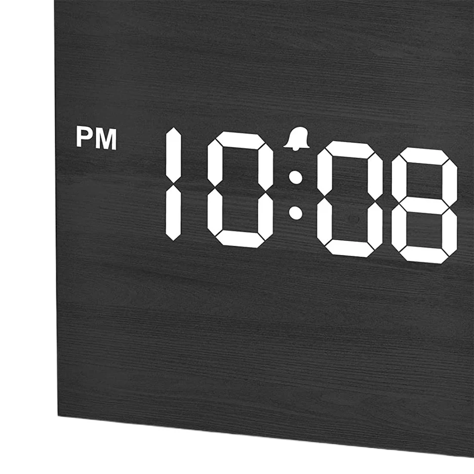 Wooden Voice Control LED Digital Alarm Clock