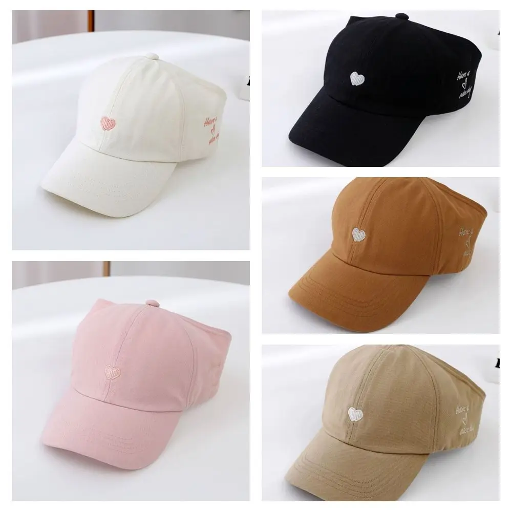 Korean Style Half Empty Top Hat Love Heart Anti-UV Sun Hat Summer Kid Sunhat Shading Hat No Top Beach Hat Children's Visor Hat