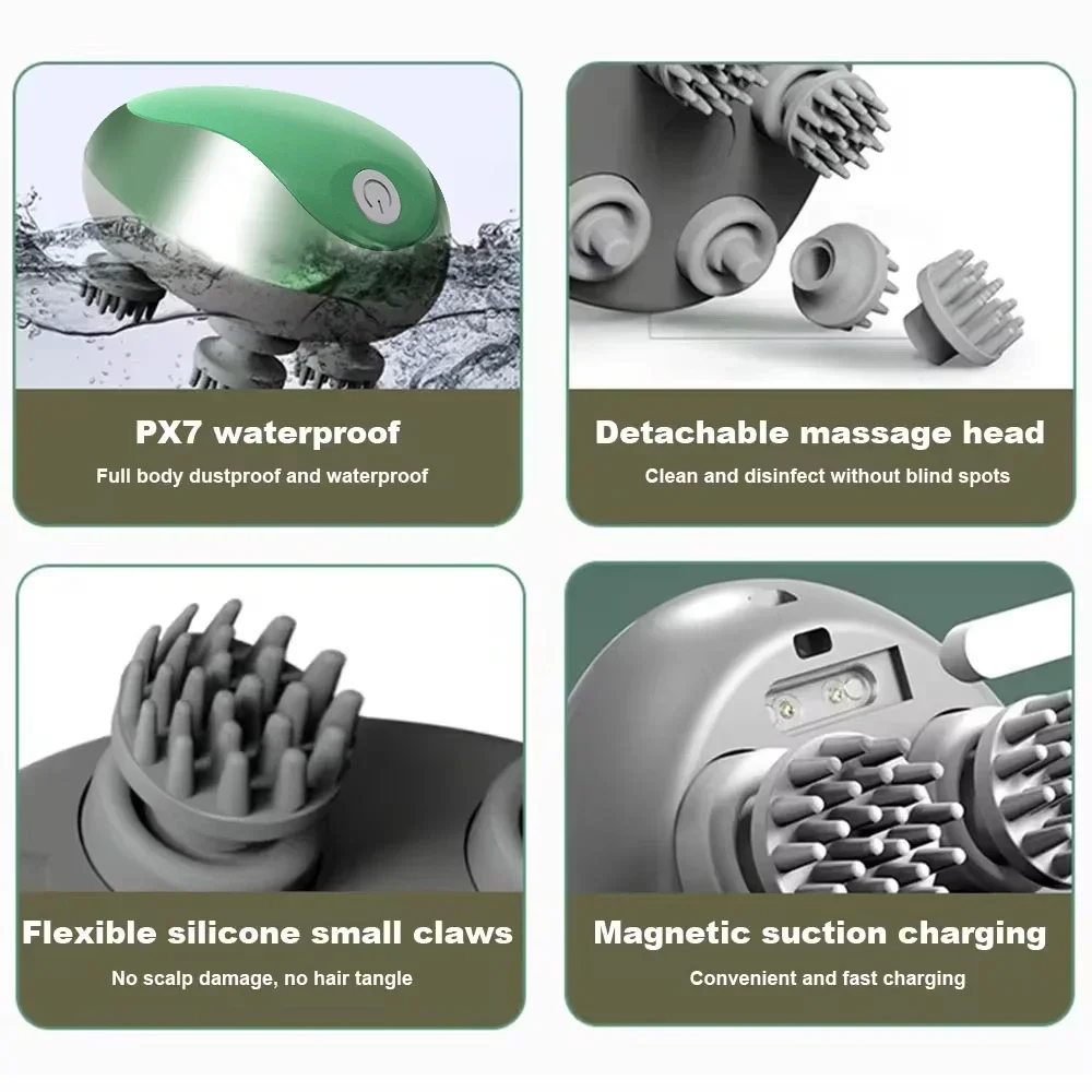 Masajeador eléctrico 3D para la cabeza de gatos y perros. Masajeador de cuero cabelludo recargable. Masajeador corporal relajante. Promueve el crecimiento del pelo. Accesorios para mascotas. - Image 4