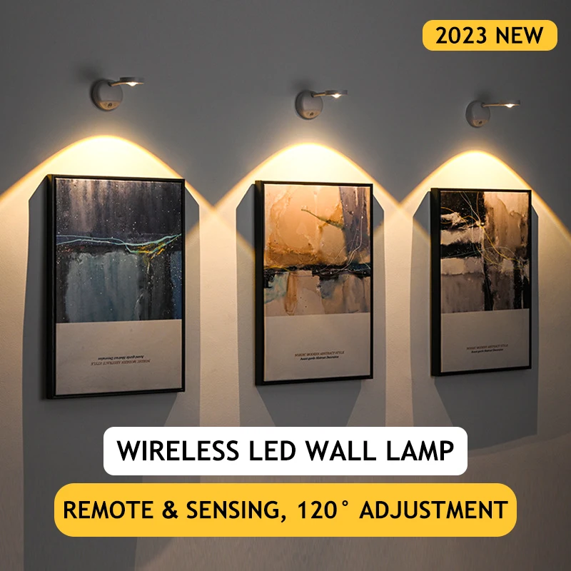 

LED Motion Sensor Wall Lamp 3 Changeable Lights with Remote Multipurpose Living Room Light for Bedside Desk Background Lighting