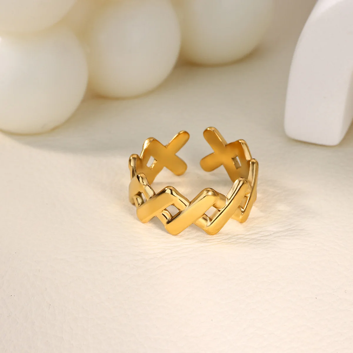 Stainless Steel Woven Chain Ring for Women Wedding Valentine Jewelry